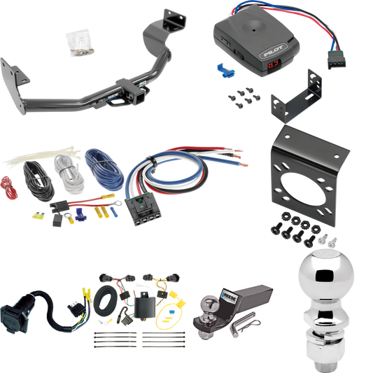 Fits 2014-2015 KIA Sorento Trailer Hitch Tow PKG w/ Pro Series Pilot Brake Control + Generic BC Wiring Adapter + 7-Way RV Wiring + 2" & 2-5/16" Ball & Drop Mount (For w/I4 Engine Models) By Reese Towpower