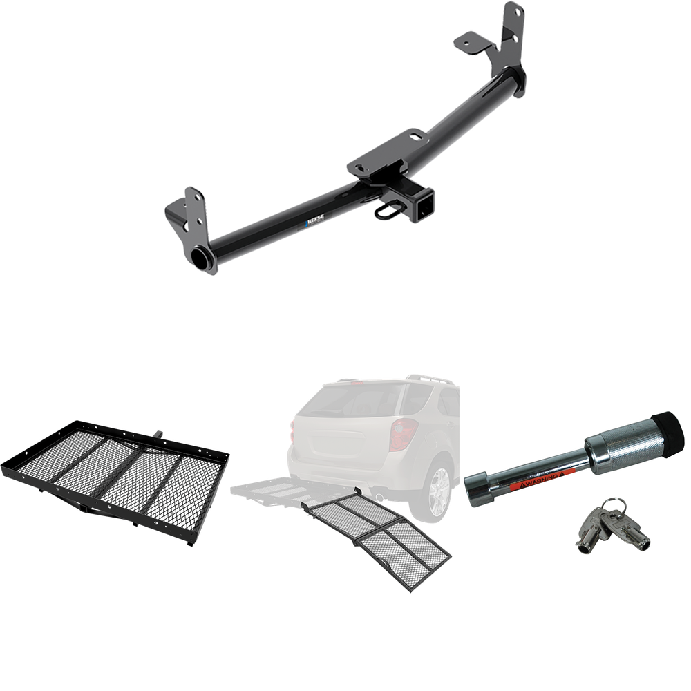 Fits 2006-2009 Pontiac Torrent Trailer Hitch Tow PKG w/ Cargo Carrier + Bi-Fold Ramp + Hitch Lock By Reese Towpower