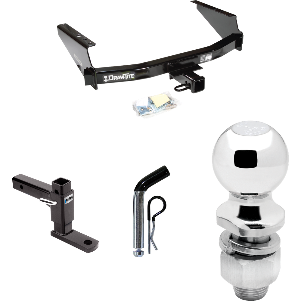 Fits 2000-2003 Ford F-150 Trailer Hitch Tow PKG w/ Adjustable Drop Rise Ball Mount + Pin/Clip + 2" Ball (For SuperCrew Models) By Draw-Tite