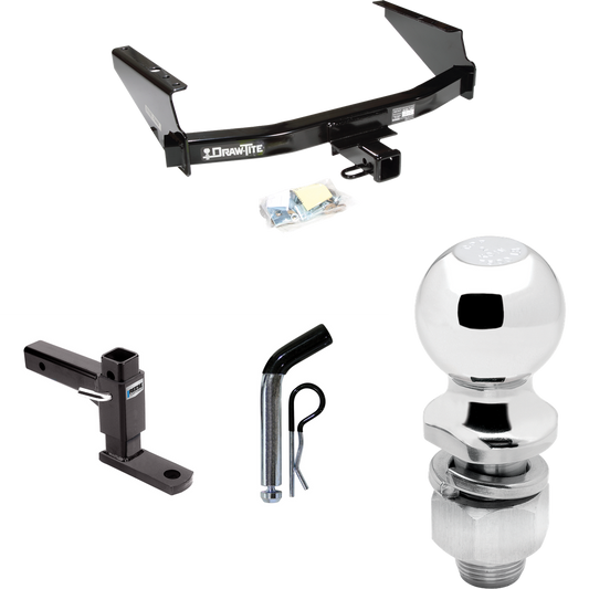 Fits 2000-2003 Ford F-150 Trailer Hitch Tow PKG w/ Adjustable Drop Rise Ball Mount + Pin/Clip + 2" Ball (For SuperCrew Models) By Draw-Tite