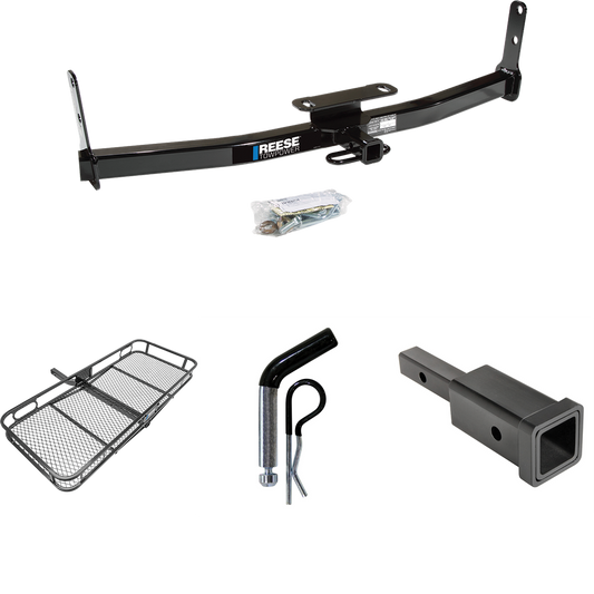 Se adapta al paquete de remolque con enganche para remolque Chevrolet Equinox 2005-2017 con adaptador de enganche, receptor de 1-1/4" a 2" + pasador y clip de 1/2" + estante transportador de carga de 60" x 24" de Reese Towpower