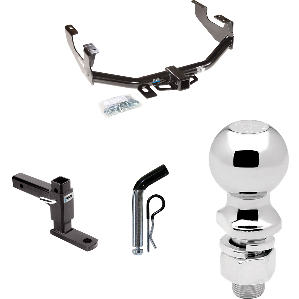 Fits 1999-2007 Ford F-250 Super Duty Trailer Hitch Tow PKG w/ Adjustable Drop Rise Ball Mount + Pin/Clip + 2-5/16" Ball (Excludes: Cab & Chassis Models) By Reese Towpower