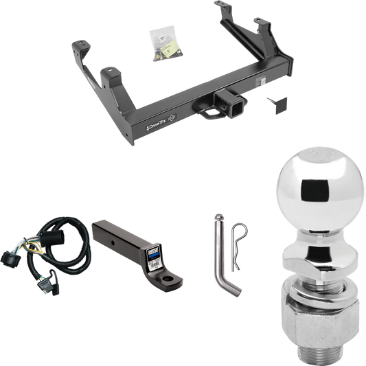 Fits 2015-2019 GMC Sierra 3500 HD Trailer Hitch Tow PKG w/ 4-Flat Wiring Harness + Ball Mount w/ 3" Drop + Pin/Clip + 2-5/16" Ball By Draw-Tite