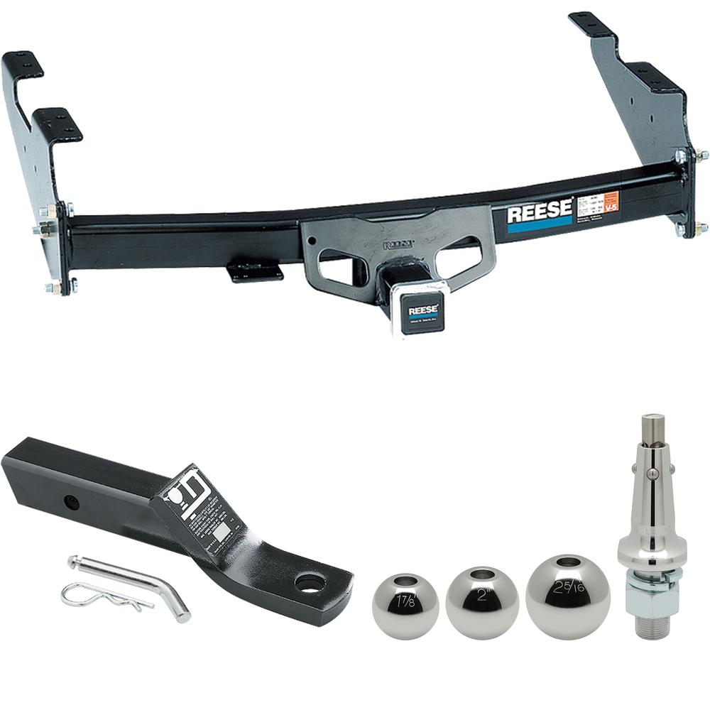 Fits 1997-1999 Ford F-250 Trailer Hitch Tow PKG w/ Ball Mount w/ 2" Drop + Interchangeable Ball 1-7/8" & 2" & 2-5/16" (For Styleside Models) By Reese Towpower