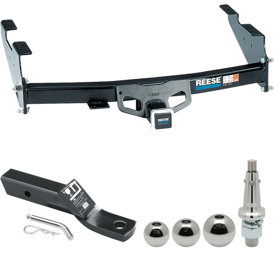 Fits 1997-1999 Ford F-250 Trailer Hitch Tow PKG w/ Ball Mount w/ 2" Drop + Interchangeable Ball 1-7/8" & 2" & 2-5/16" (For Styleside Models) By Reese Towpower