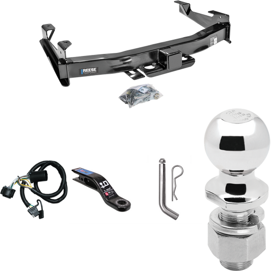 Fits 2007-2010 GMC Sierra 3500 HD Trailer Hitch Tow PKG w/ 4-Flat Wiring Harness + Ball Mount w/ 3" Drop + Pin/Clip + 2-5/16" Ball By Reese Towpower