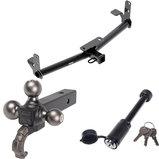 Fits 2010-2017 Chevrolet Equinox Trailer Hitch Tow PKG + Triple Ball Tactical Ball Mount 1-7/8" & 2" & 2-5/16" Balls w/ Tow Hook + Tactical Dogbone Lock (For w/ Factory Tow Package Models) By Reese Towpower