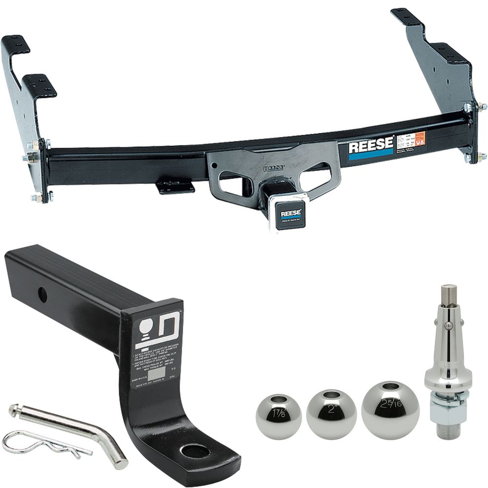 Fits 1997-2003 Ford F-150 Trailer Hitch Tow PKG w/ Ball Mount w/ 4" Drop + Interchangeable Ball 1-7/8" & 2" & 2-5/16" (For Flareside Models) By Reese Towpower