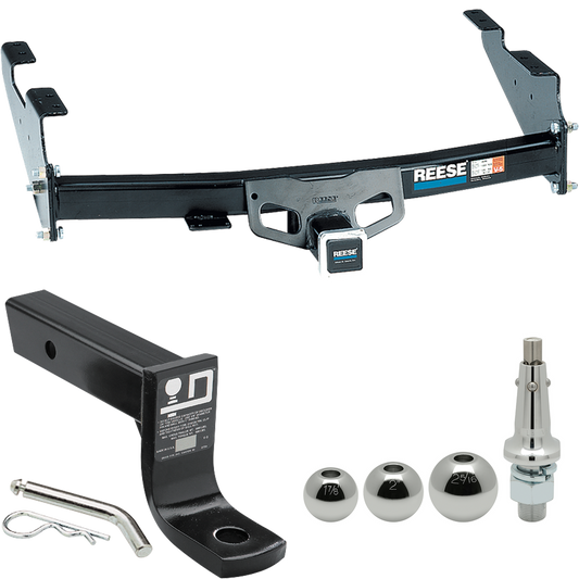 Fits 1997-2003 Ford F-150 Trailer Hitch Tow PKG w/ Ball Mount w/ 4" Drop + Interchangeable Ball 1-7/8" & 2" & 2-5/16" (For Flareside Models) By Reese Towpower