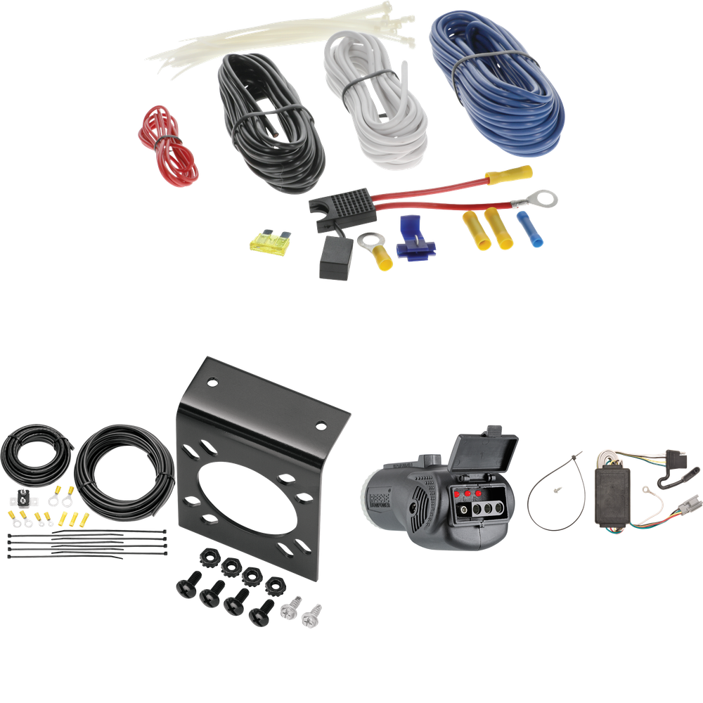 Fits 2006-2006 Pontiac Torrent 7-Way RV Wiring + 2 in 1 Tester & 7-Way to 4-Way Adapter By Tekonsha