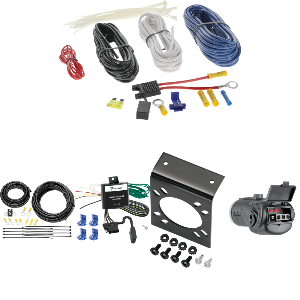 Fits 1997-2004 Oldsmobile Silhouette 7-Way RV Wiring + 2 in 1 Tester & 7-Way to 4-Way Adapter By Tekonsha