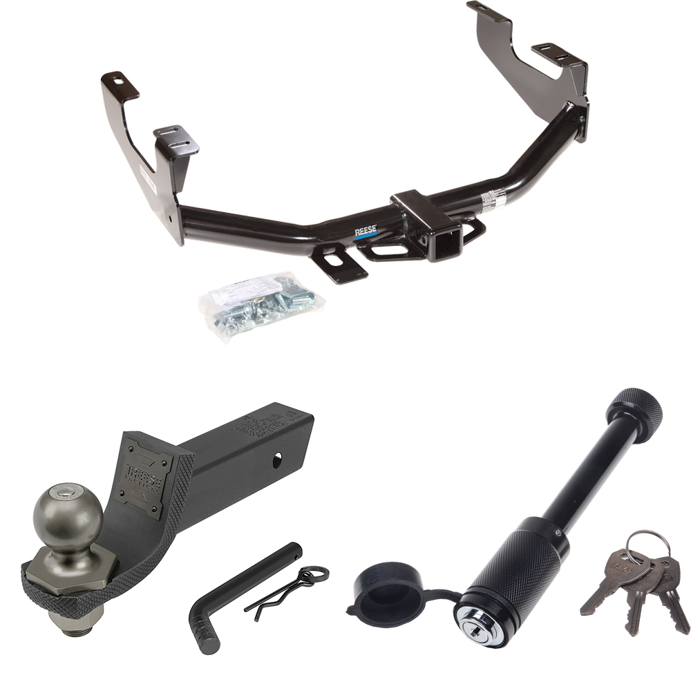 Fits 1999-2007 Ford F-250 Super Duty Trailer Hitch Tow PKG + Interlock Tactical Starter Kit w/ 2" Drop & 2" Ball + Tactical Dogbone Lock (Excludes: Cab & Chassis Models) By Reese Towpower