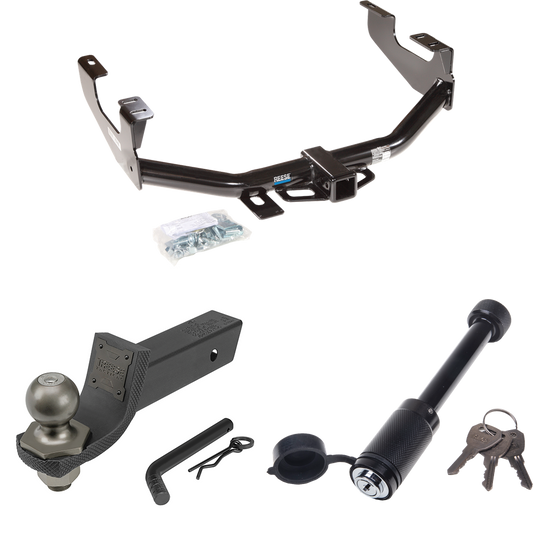 Fits 1999-2007 Ford F-250 Super Duty Trailer Hitch Tow PKG + Interlock Tactical Starter Kit w/ 2" Drop & 2" Ball + Tactical Dogbone Lock (Excludes: Cab & Chassis Models) By Reese Towpower