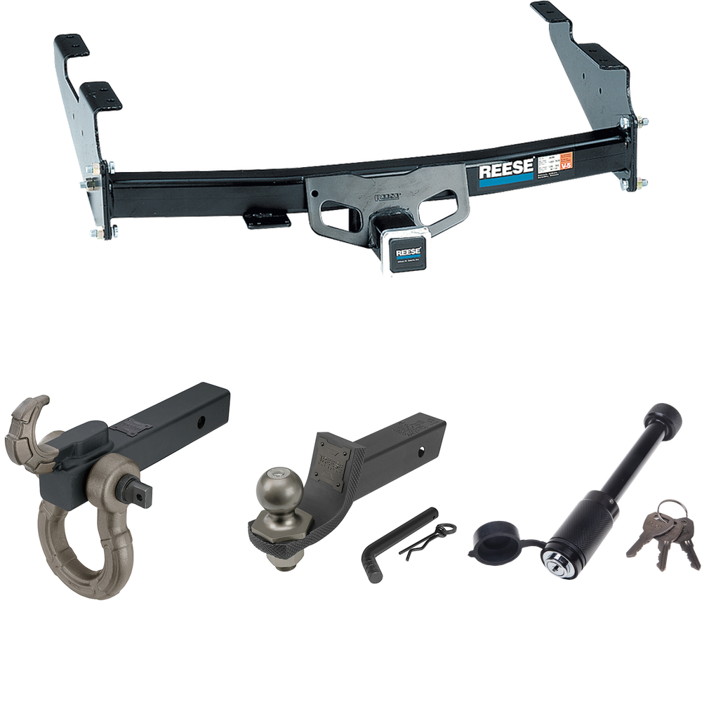 Fits 1997-2003 Ford F-150 Trailer Hitch Tow PKG + Interlock Tactical Starter Kit w/ 2" Drop & 2" Ball + Tactical Hook & Shackle Mount + Tactical Dogbone Lock (For Flareside Models) By Reese Towpower