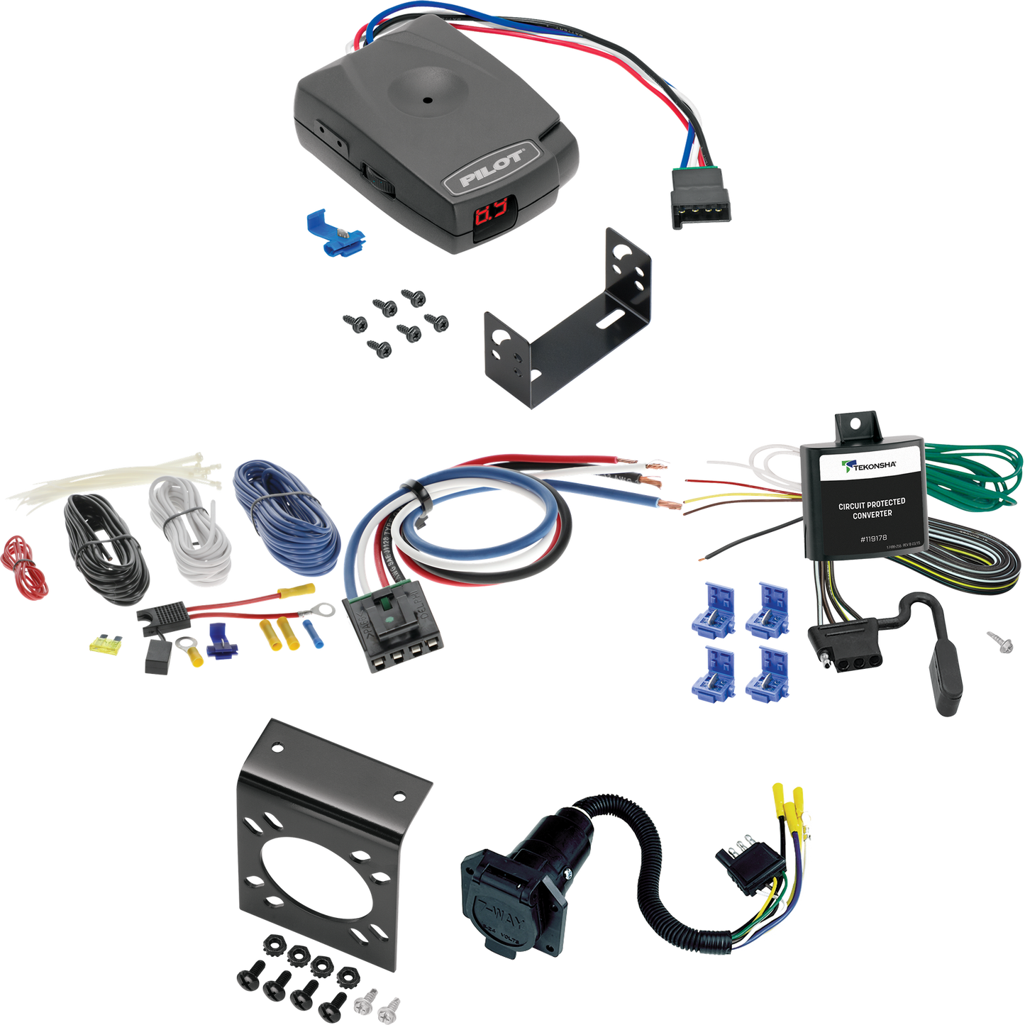 Fits 1998-2002 Lexus LX470 7-Way RV Wiring + Pro Series Pilot Brake Control + Generic BC Wiring Adapter By Tekonsha