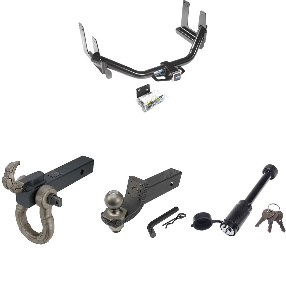 Fits 2004-2005 Ford F-150 Trailer Hitch Tow PKG + Interlock Tactical Starter Kit w/ 2" Drop & 2" Ball + Tactical Hook & Shackle Mount + Tactical Dogbone Lock By Reese Towpower