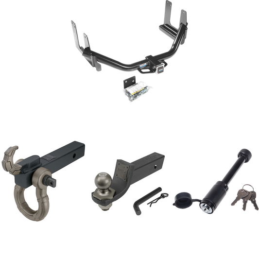 Fits 2004-2005 Ford F-150 Trailer Hitch Tow PKG + Interlock Tactical Starter Kit w/ 2" Drop & 2" Ball + Tactical Hook & Shackle Mount + Tactical Dogbone Lock By Reese Towpower