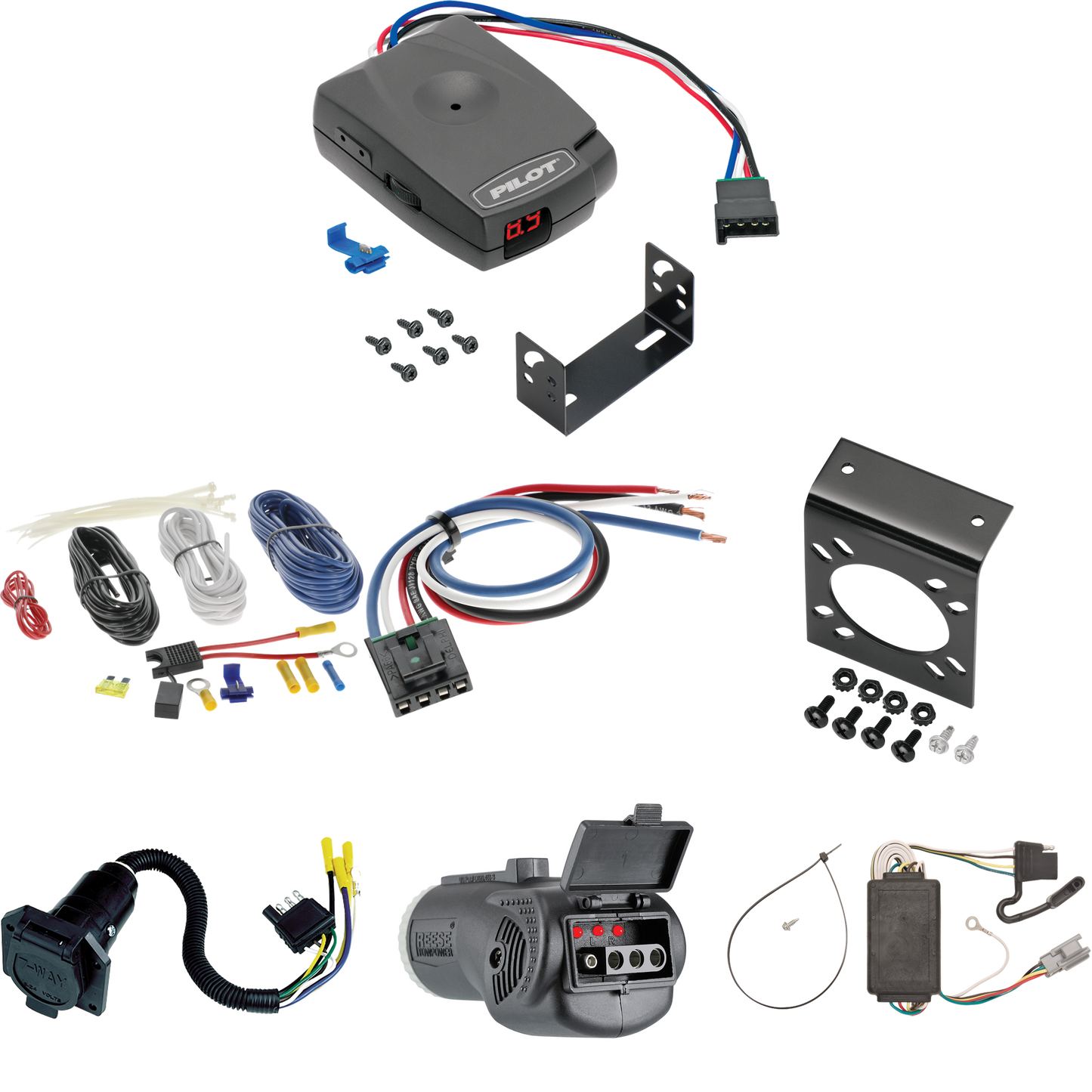 Se adapta al cableado de 7 vías Pontiac Torrent RV 2006-2006 + control de freno piloto serie Pro + adaptador de cableado BC genérico + probador 2 en 1 y adaptador de 7 a 4 vías de Tekonsha