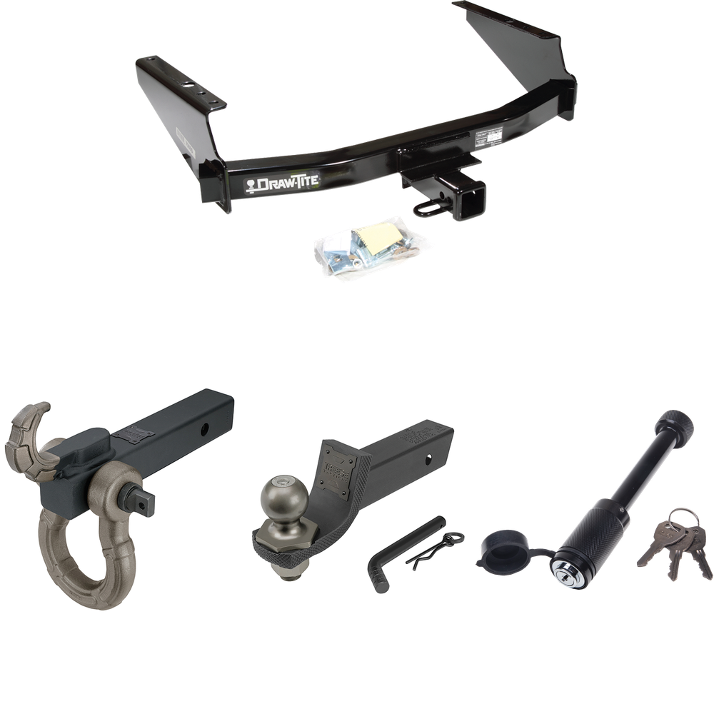 Fits 2004-2004 Ford F-150 Heritage Trailer Hitch Tow PKG + Interlock Tactical Starter Kit w/ 2" Drop & 2" Ball + Tactical Hook & Shackle Mount + Tactical Dogbone Lock (For Flareside Models) By Draw-Tite