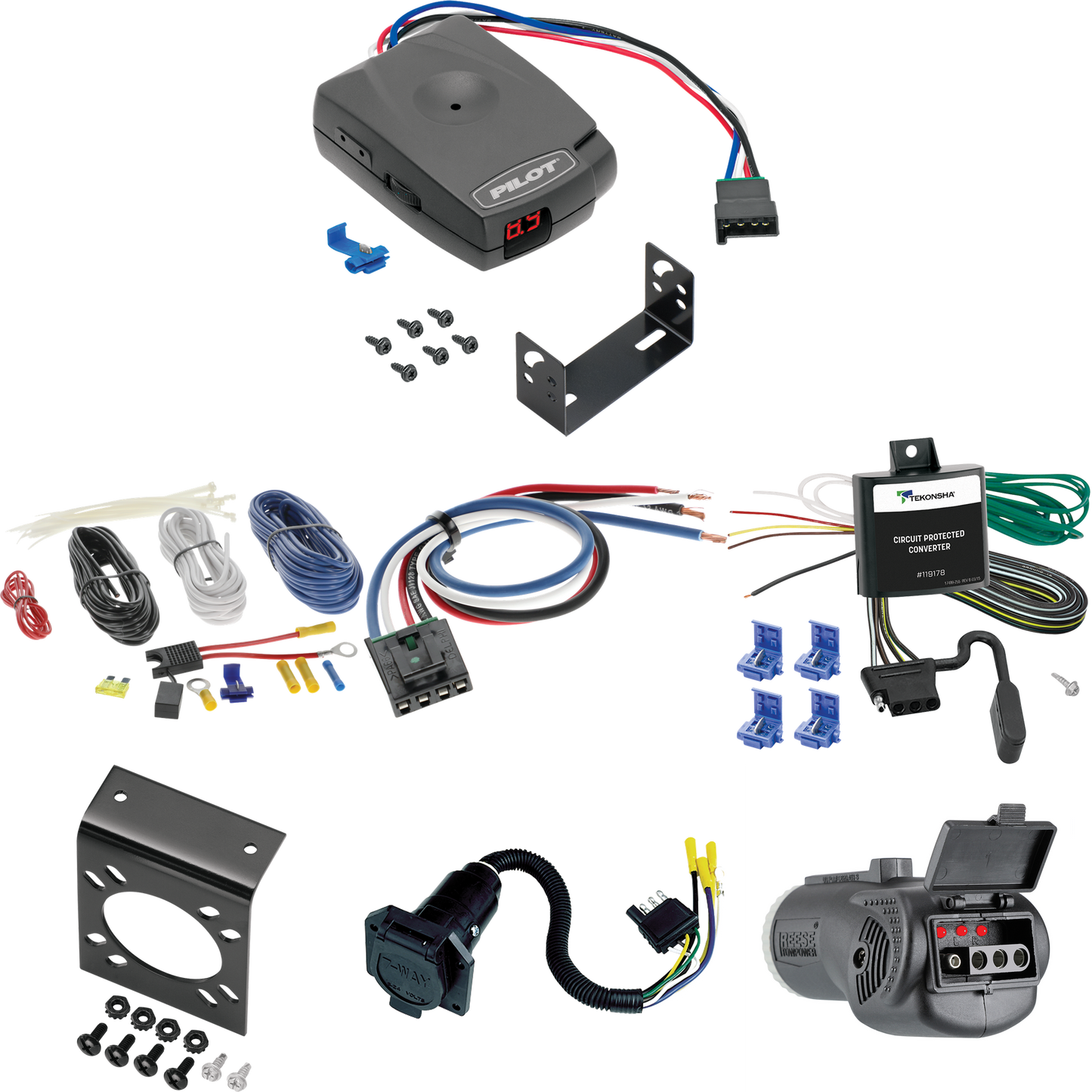 Fits 2000-2004 Nissan Xterra 7-Way RV Wiring + Pro Series Pilot Brake Control + Generic BC Wiring Adapter + 2 in 1 Tester & 7-Way to 4-Way Adapter By Tekonsha