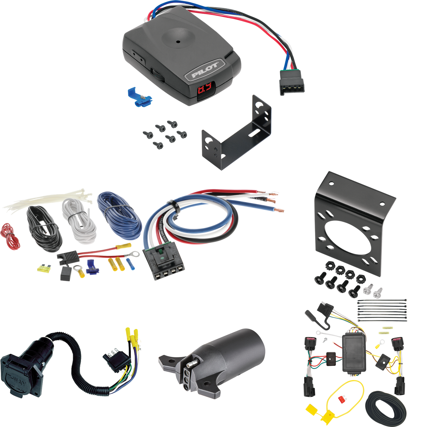 Fits 2010-2017 Chevrolet Equinox 7-Way RV Wiring + Pro Series Pilot Brake Control + Generic BC Wiring Adapter + 7-Way to 4-Way Adapter By Tekonsha