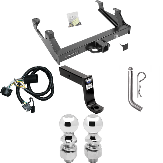 Fits 2015-2019 Chevrolet Silverado 2500 HD Trailer Hitch Tow PKG w/ 4-Flat Wiring Harness + Ball Mount w/ 7-3/4" Drop + Pin/Clip + 2" Ball + 2-5/16" Ball By Draw-Tite