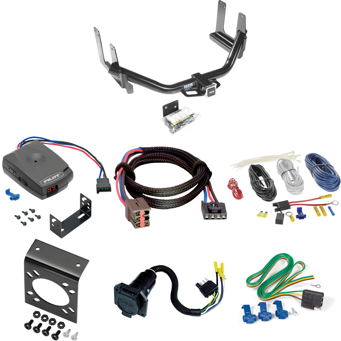 Fits 2006-2006 Lincoln Mark LT Trailer Hitch Tow PKG w/ Pro Series Pilot Brake Control + Plug & Play BC Adapter + 7-Way RV Wiring (For (Built Before 8/2005) Models) By Reese Towpower