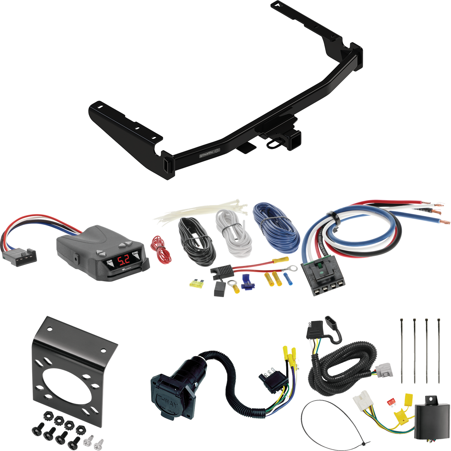 Se adapta al paquete de remolque de enganche de remolque Lexus RX350L 2018-2021 con control de freno Tekonsha Brakeman IV + adaptador de cableado BC genérico + cableado RV de 7 vías (excluye: con modelos de escape de doble punta) de Draw-Tite