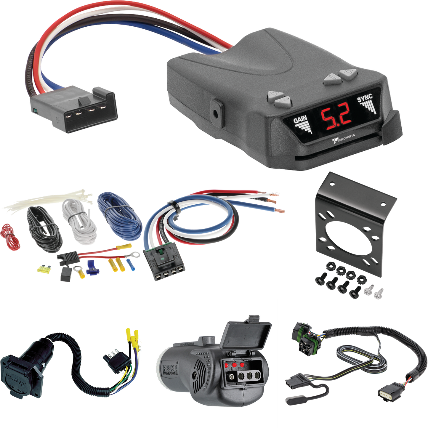 Se adapta a cableado RV de 7 vías Chevrolet Equinox 2022-2023 + control de frenos Tekonsha Brakeman IV + adaptador de cableado BC genérico + probador 2 en 1 y adaptador de 7 vías a 4 vías de Tekonsha