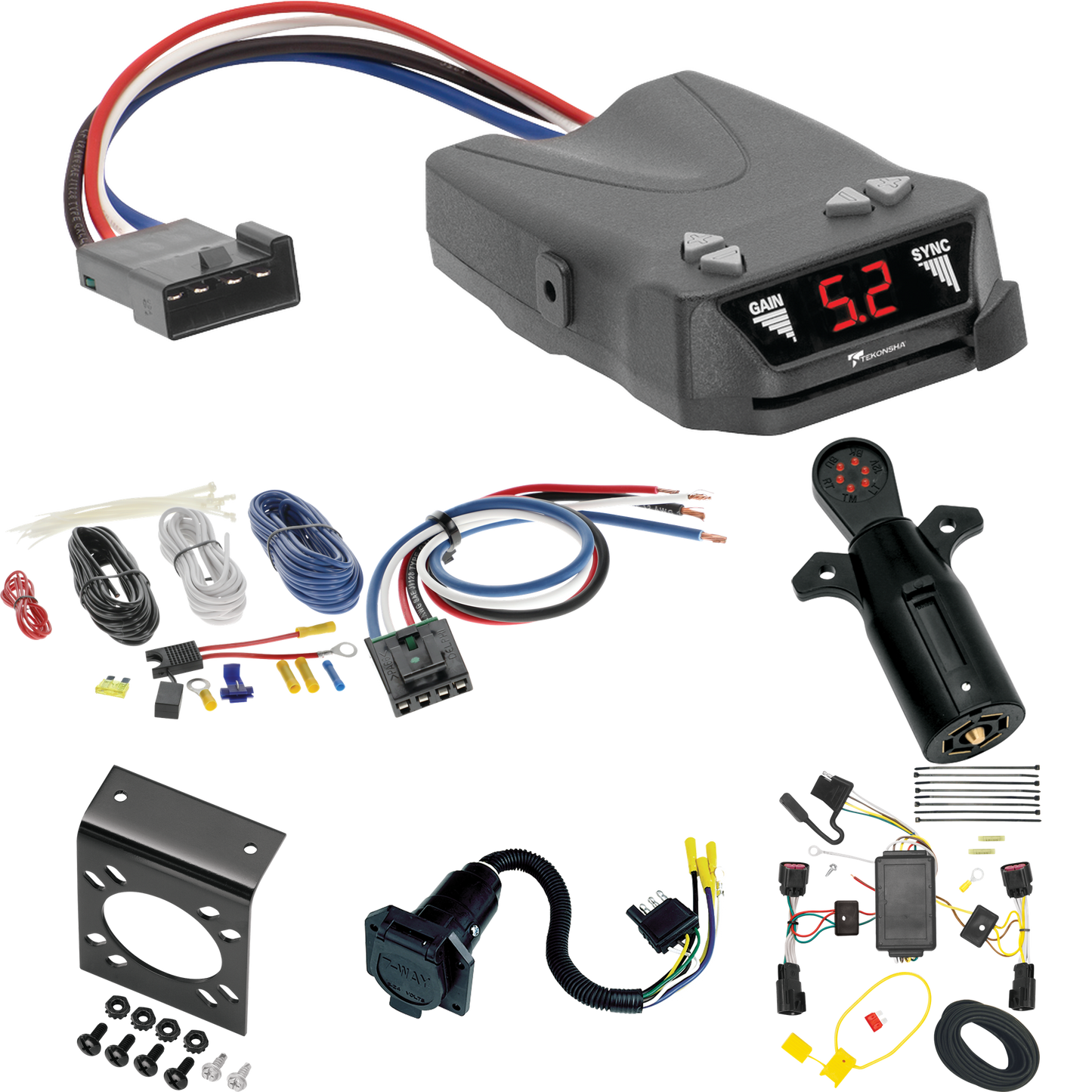 Fits 2010-2017 Chevrolet Equinox 7-Way RV Wiring + Tekonsha Brakeman IV Brake Control + Generic BC Wiring Adapter + 7-Way Tester By Tekonsha