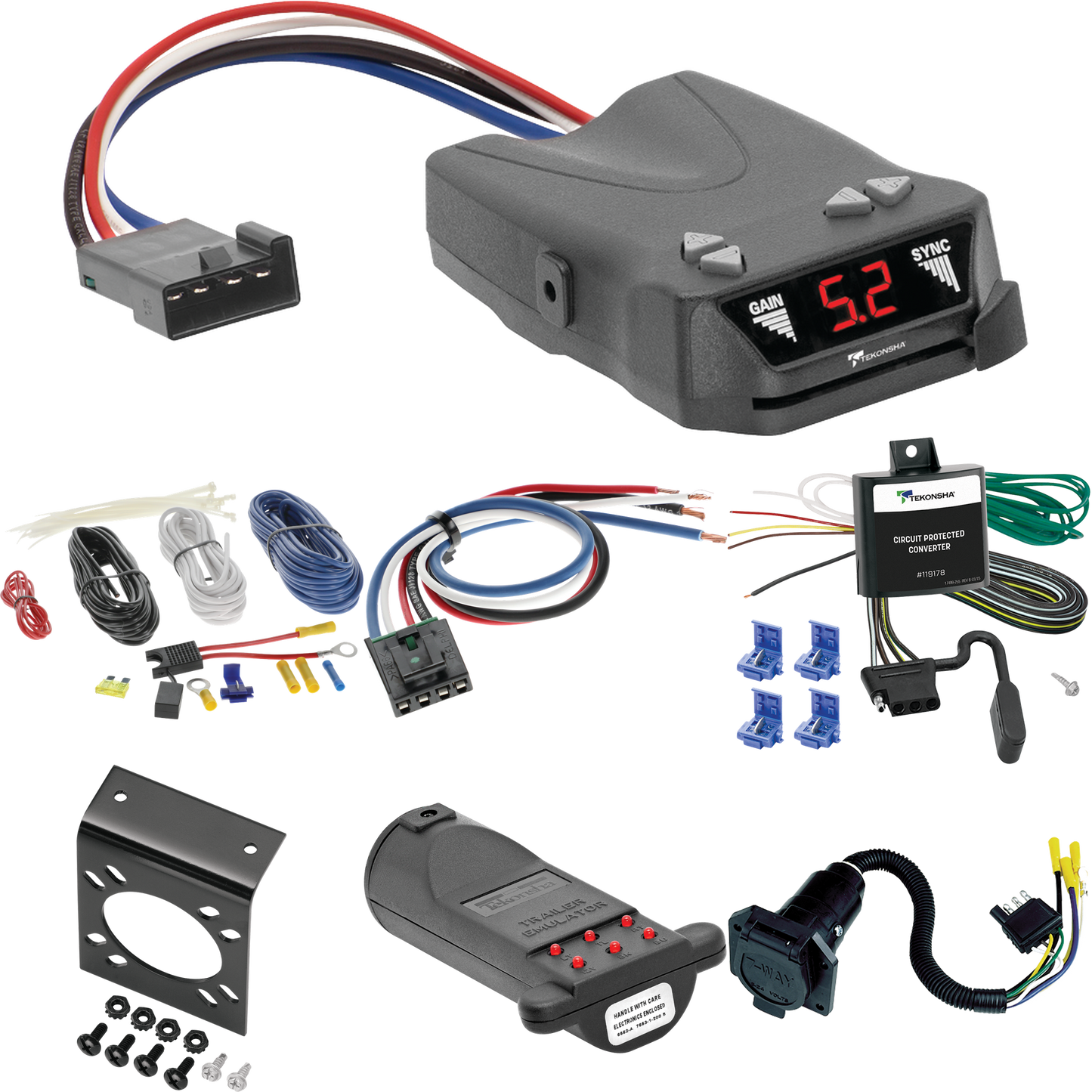 Fits 1997-2004 Oldsmobile Silhouette 7-Way RV Wiring + Tekonsha Brakeman IV Brake Control + Generic BC Wiring Adapter + 7-Way Tester and Trailer Emulator By Tekonsha