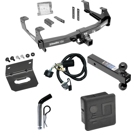 Fits 2015-2019 Chevrolet Silverado 2500 HD Trailer Hitch Tow PKG w/ 4-Flat Wiring Harness + Dual Ball Ball Mount 2" & 2-5/16" Trailer Balls + Pin/Clip + Hitch Cover + Wiring Bracket By Draw-Tite