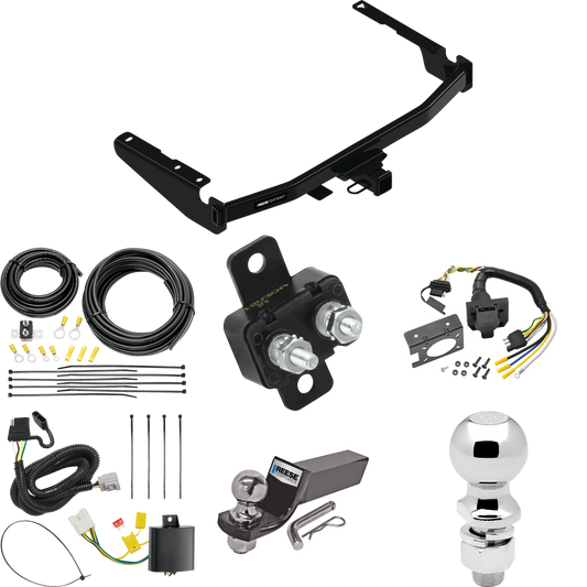 Fits 2018-2021 Lexus RX350L Trailer Hitch Tow PKG w/ 7-Way RV Wiring + 2" & 2-5/16" Ball + Drop Mount (Excludes: w/Twin-Tip Exhaust Models) By Reese Towpower