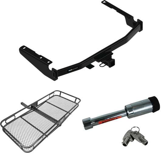 Fits 2018-2022 Lexus RX350L Trailer Hitch Tow PKG w/ 60" x 24" Cargo Carrier + Hitch Lock (Excludes: w/Twin-Tip Exhaust Models) By Reese Towpower