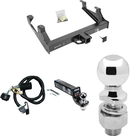 Fits 2015-2019 Chevrolet Silverado 2500 HD Trailer Hitch Tow PKG w/ 4-Flat Wiring Harness + Interlock Ball Mount Starter Kit 3" Drop w/ 2" Ball + 2-5/16" Ball By Draw-Tite