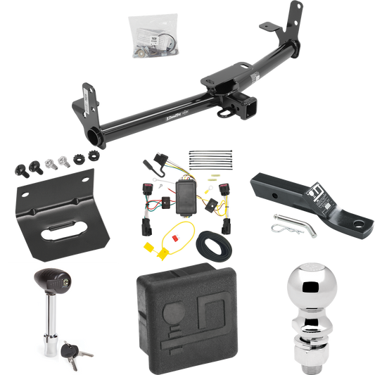 Fits 2010-2017 Chevrolet Equinox Trailer Hitch Tow PKG w/ 4-Flat Wiring + Ball Mount w/ 2" Drop + 2-5/16" Ball + Wiring Bracket + Hitch Lock + Hitch Cover By Draw-Tite