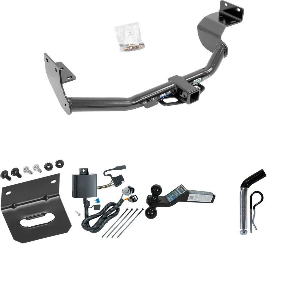 Fits 2014-2015 KIA Sorento Trailer Hitch Tow PKG w/ 4-Flat Wiring Harness + Dual Ball Ball Mount 2" & 2-5/16" Trailer Balls + Pin/Clip +  Wiring Bracket (For w/V6 Engine Models) By Reese Towpower