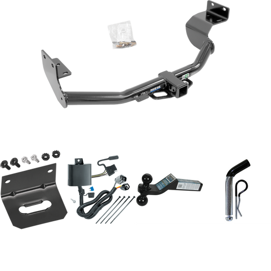 Fits 2014-2015 KIA Sorento Trailer Hitch Tow PKG w/ 4-Flat Wiring Harness + Dual Ball Ball Mount 2" & 2-5/16" Trailer Balls + Pin/Clip +  Wiring Bracket (For w/V6 Engine Models) By Reese Towpower