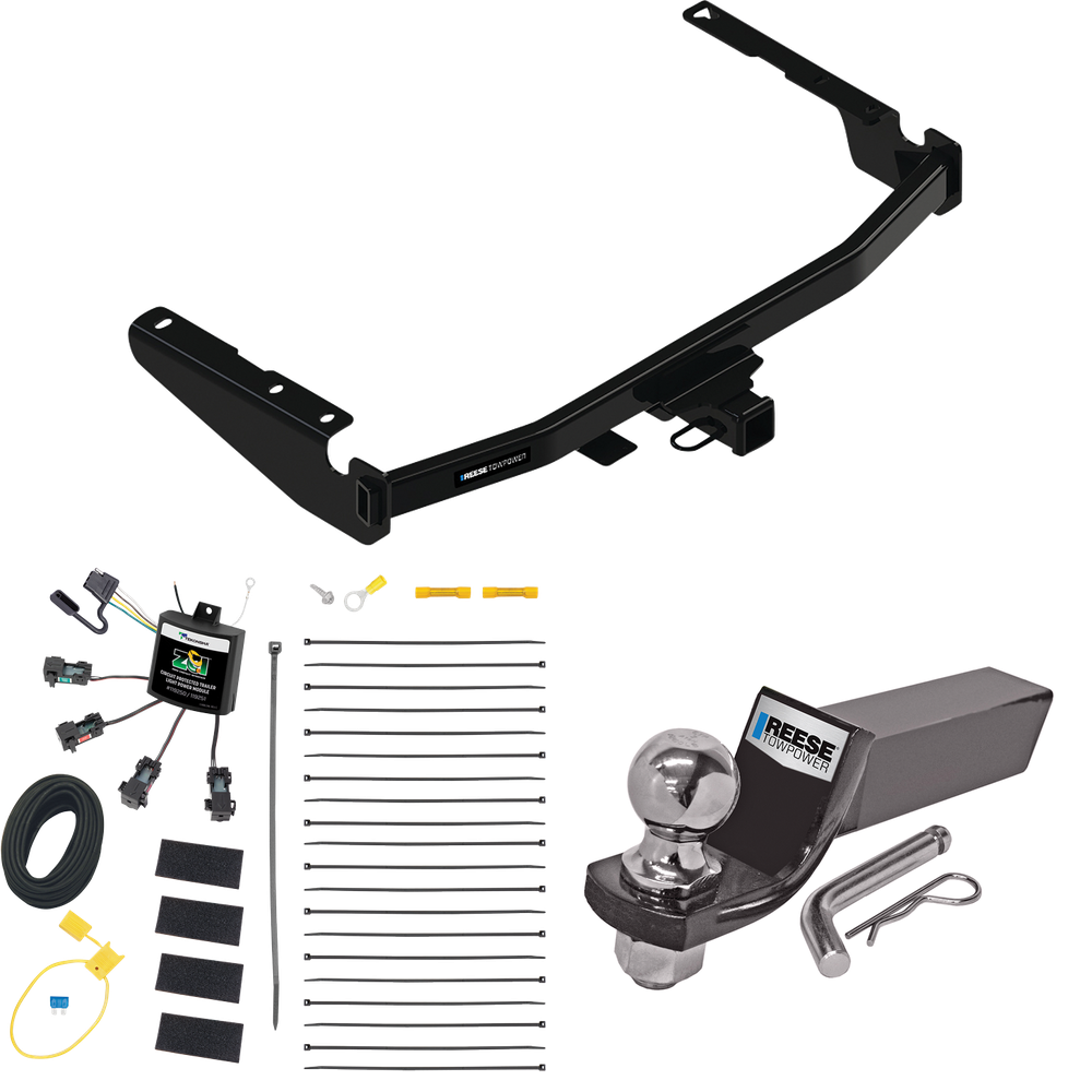 Fits 2022-2022 Lexus RX350L Trailer Hitch Tow PKG w/ 4-Flat Zero Contact "No Splice" Wiring + Starter Kit Ball Mount w/ 2" Drop & 2" Ball (Excludes: w/Twin-Tip Exhaust Models) By Reese Towpower