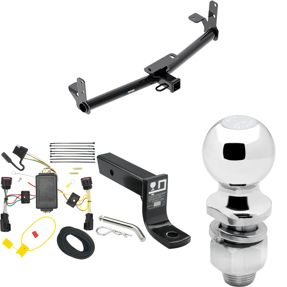 Fits 2010-2017 GMC Terrain Trailer Hitch Tow PKG w/ 4-Flat Wiring + Ball Mount w/ 4" Drop + 2" Ball By Reese Towpower