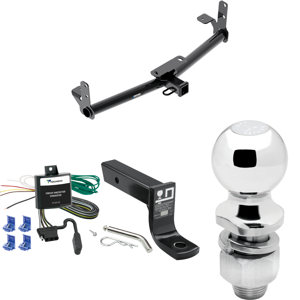 Fits 2007-2009 Chevrolet Equinox Trailer Hitch Tow PKG w/ 4-Flat Wiring + Ball Mount w/ 4" Drop + 2" Ball By Reese Towpower