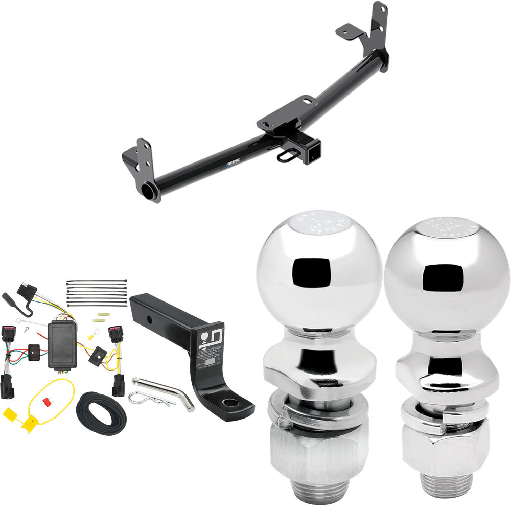 Fits 2010-2017 Chevrolet Equinox Trailer Hitch Tow PKG w/ 4-Flat Wiring + Ball Mount w/ 4" Drop + 2" Ball + 2-5/16" Ball By Reese Towpower