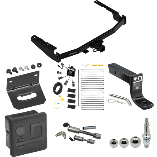 Fits 2022-2022 Lexus RX350L Trailer Hitch Tow PKG w/ 4-Flat Zero Contact "No Splice" Wiring + Ball Mount w/ 4" Drop + Interchangeable Ball 1-7/8" & 2" & 2-5/16" + Wiring Bracket + Dual Hitch & Coupler Locks + Hitch Cover (Excludes: w/Twin-Tip Exhaust