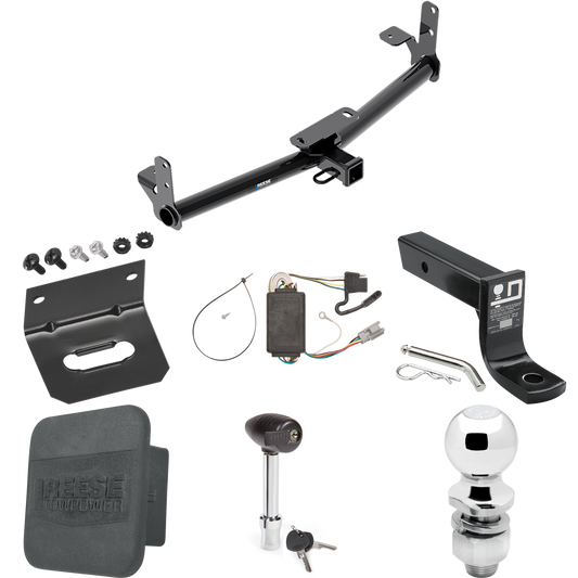 Fits 2005-2006 Chevrolet Equinox Trailer Hitch Tow PKG w/ 4-Flat Wiring + Ball Mount w/ 4" Drop + 2" Ball + Wiring Bracket + Hitch Lock + Hitch Cover By Reese Towpower