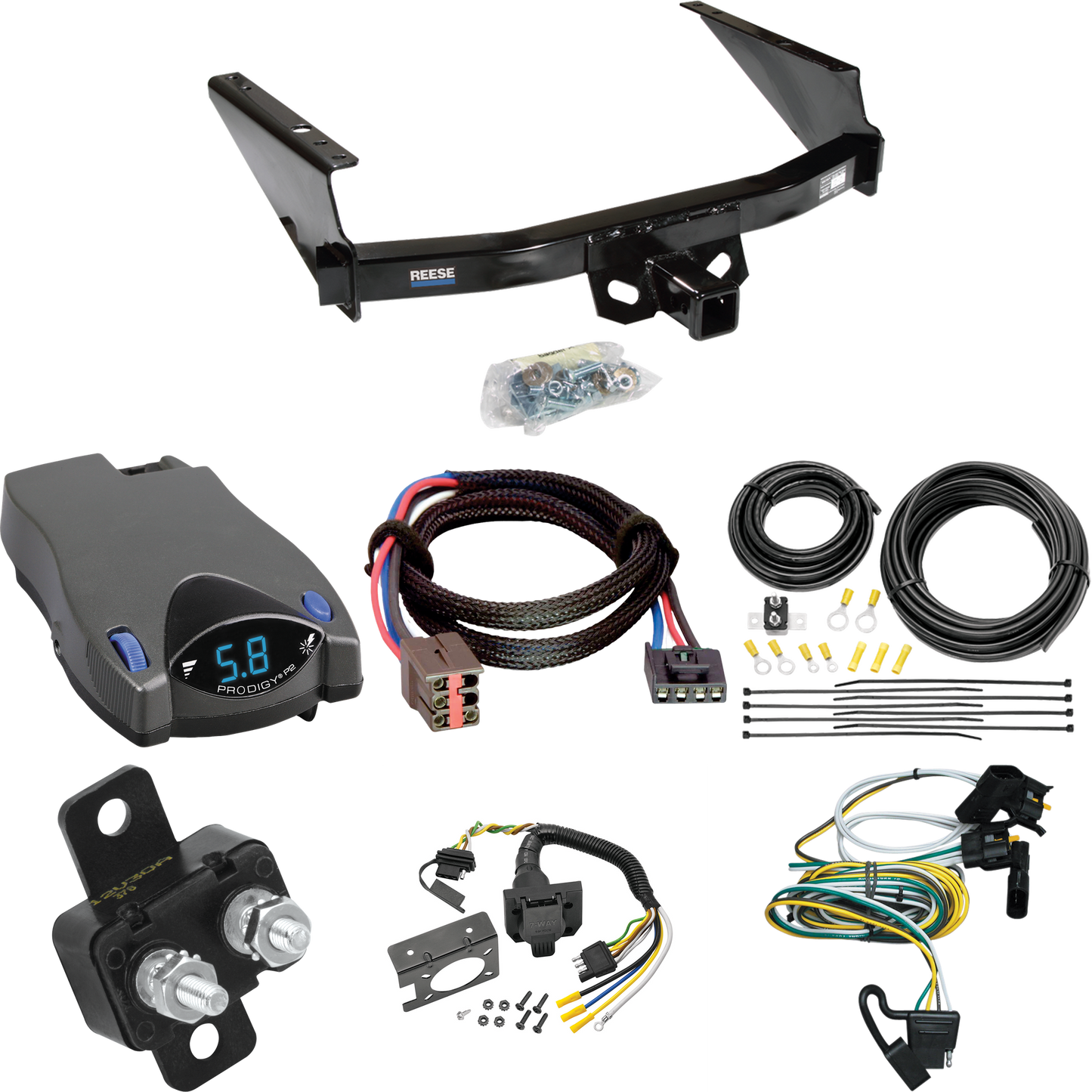 Fits 2004-2004 Ford F-150 Heritage Trailer Hitch Tow PKG w/ Tekonsha Prodigy P2 Brake Control + Plug & Play BC Adapter + 7-Way RV Wiring (For Flareside Models) By Reese Towpower