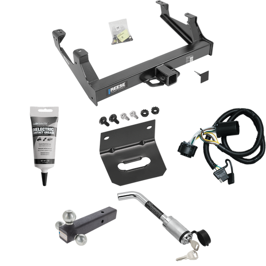 Fits 2015-2019 Chevrolet Silverado 2500 HD Trailer Hitch Tow PKG w/ 4-Flat Wiring Harness + Triple Ball Ball Mount 1-7/8" & 2" & 2-5/16" Trailer Balls + Hitch Lock + Wiring Bracket + Electric Grease By Reese Towpower