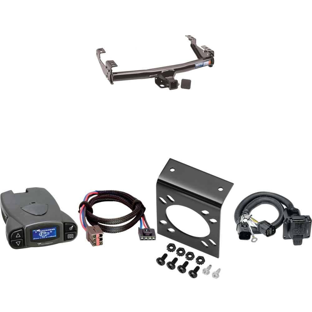 Fits 1997-1999 Ford F-250 Trailer Hitch Tow PKG w/ Tekonsha Prodigy P3 Brake Control + Plug & Play BC Adapter + 7-Way RV Wiring (For Styleside Models) By Reese Towpower