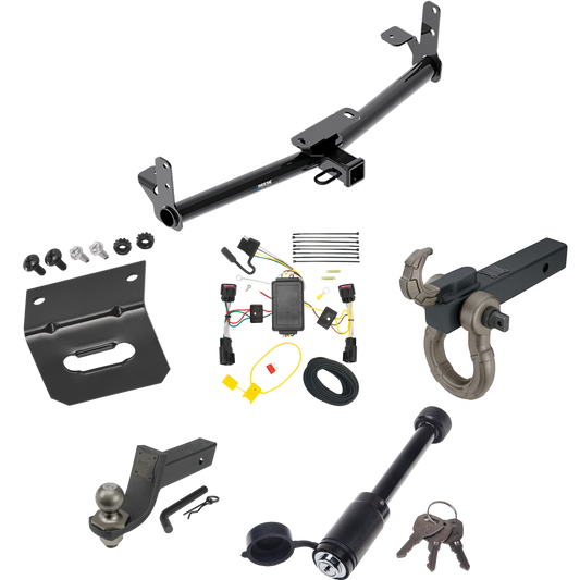 Fits 2010-2017 GMC Terrain Trailer Hitch Tow PKG w/ 4-Flat Wiring + Interlock Tactical Starter Kit w/ 3-1/4" Drop & 2" Ball + Tactical Hook & Shackle Mount + Tactical Dogbone Lock + Wiring Bracket By Reese Towpower