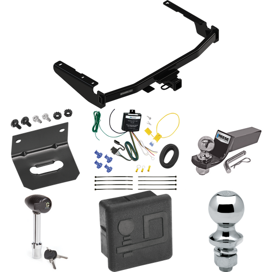 Fits 2022-2022 Lexus RX350L Trailer Hitch Tow PKG w/ 4-Flat Wiring + Starter Kit Ball Mount w/ 2" Drop & 2" Ball + 1-7/8" Ball + Wiring Bracket + Hitch Lock + Hitch Cover (Excludes: w/Twin-Tip Exhaust Models) By Draw-Tite