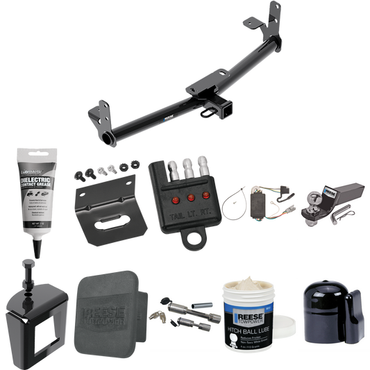 Fits 2005-2006 Chevrolet Equinox Trailer Hitch Tow PKG w/ 4-Flat Wiring + Starter Kit Ball Mount w/ 2" Drop & 2" Ball + 1-7/8" Ball + Wiring Bracket + Dual Hitch & Coupler Locks + Hitch Cover + Wiring Tester + Ball Lube + Electric Grease + Ball Wrenc